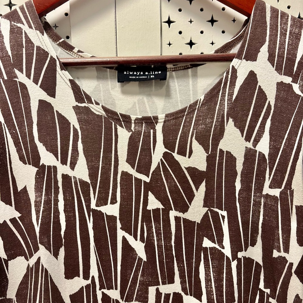 Always A.Line Brown and White Geometric Print Women's Dress - Picture 2 of 4